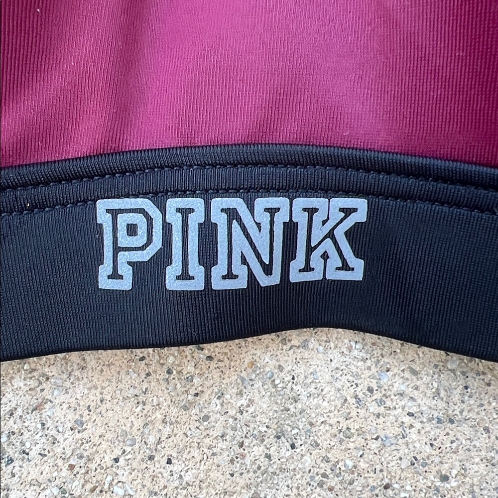 PINK Victoria's Secret Ultimate Maroon/Black Padded Sports Bra Women's Size M - Picture 3 of 8